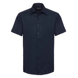 Russell Collection Mens Oxford Tailored Short-Sleeved Shirt / Bright Navy